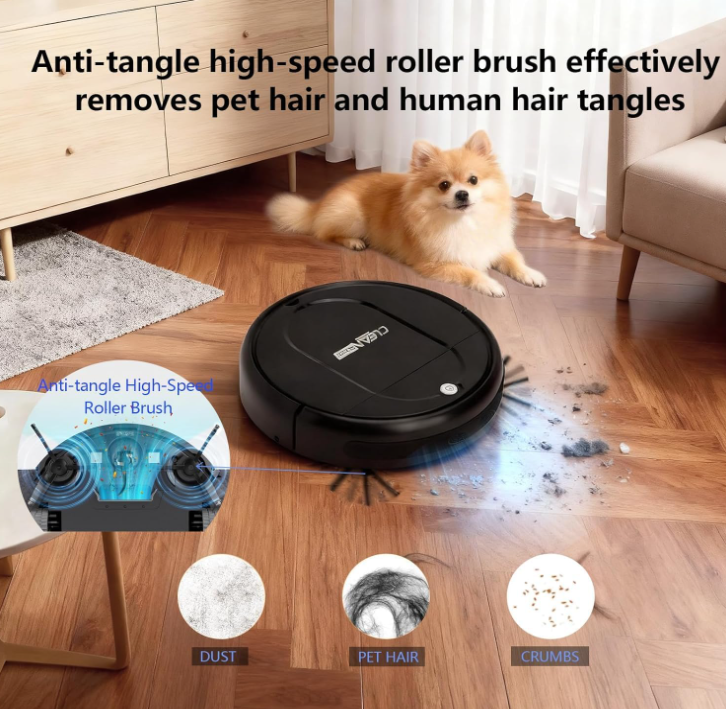 3-in-1 Robot Vacuum and Mop for Hard Floors, Black