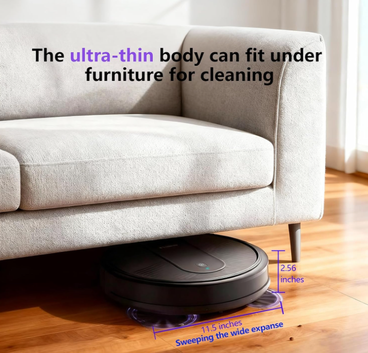 3-in-1 Robot Vacuum and Mop for Hard Floors, Black