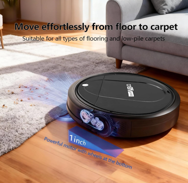 3-in-1 Robot Vacuum and Mop for Hard Floors, Black