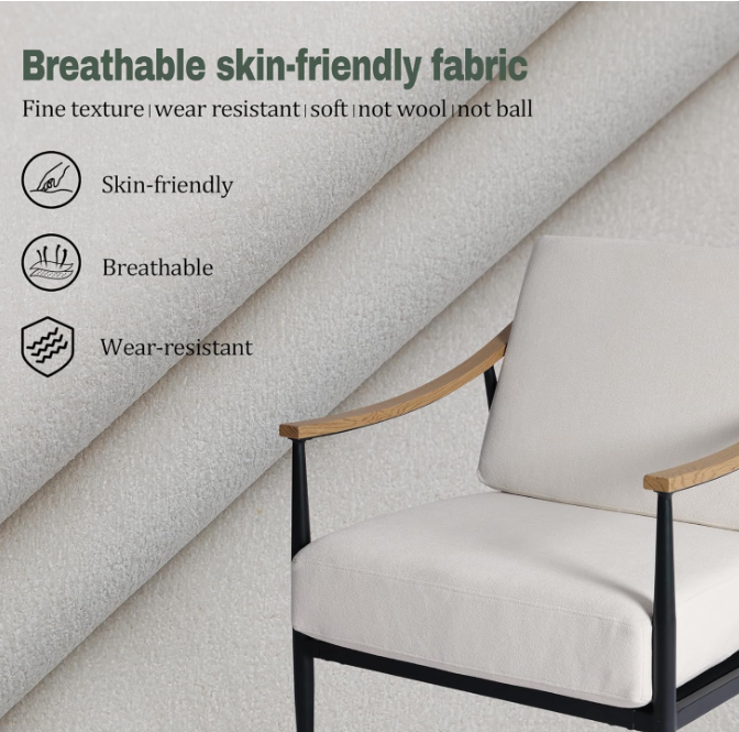 Modern Accent Chair for Living Room Bedroom, cream white