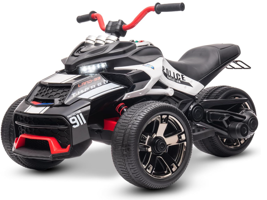 24V Kids Ride On Motorcycle ATV, 3 wheels, Police Motorcycle
