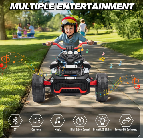 24V Kids Ride On Motorcycle ATV, 3 wheels, Police Motorcycle