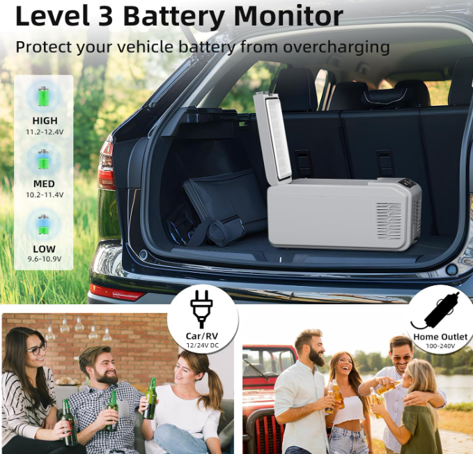 Car Refrigerator, 12 Volt Car Fridge, 16 QT Portable Freezer Compressor Electric Cooler For Car,