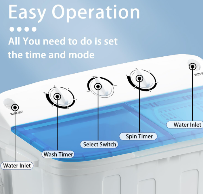 Portable Washing Machine, 12 lbs washer and 7 lbs spinner