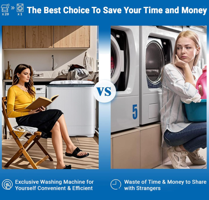 Portable Washing Machine, 20 lbs washer and 12 lbs spinner