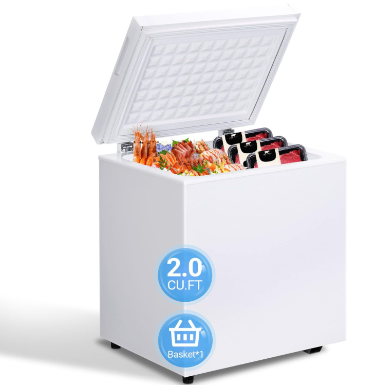 2.0 Cu.Ft Chest Freezer - Compact Deep Freezer with Removable Basket