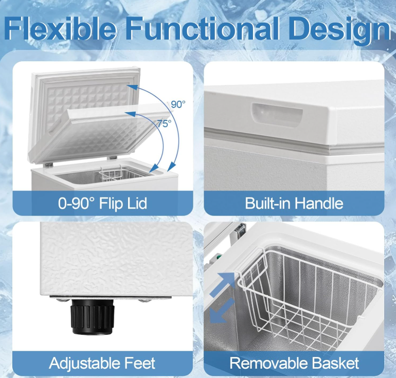 2.0 Cu.Ft Chest Freezer - Compact Deep Freezer with Removable Basket