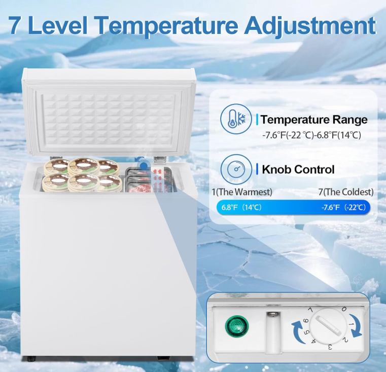 2.0 Cu.Ft Chest Freezer - Compact Deep Freezer with Removable Basket