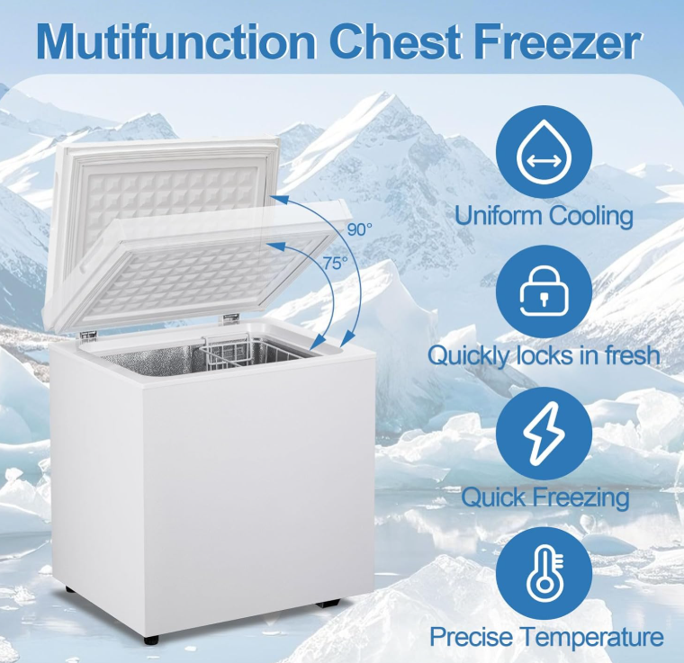 2.0 Cu.Ft Chest Freezer - Compact Deep Freezer with Removable Basket