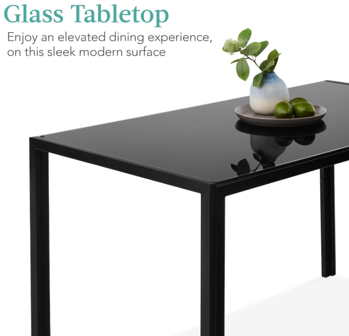 7-Piece Glass Dining Set, Modern Kitchen Table Furniture for Dining Room