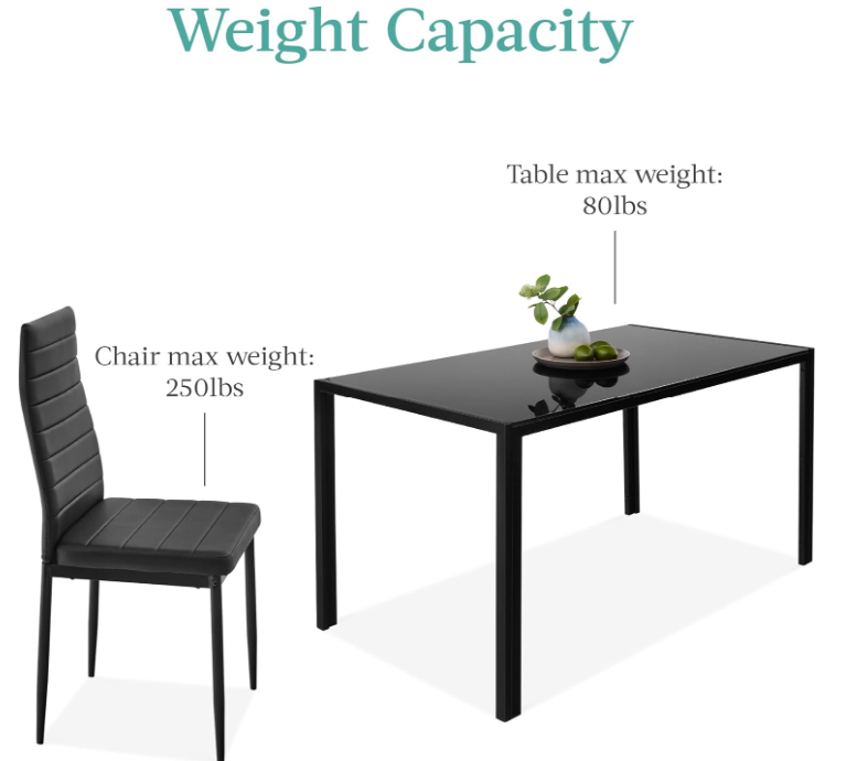 7-Piece Glass Dining Set, Modern Kitchen Table Furniture for Dining Room