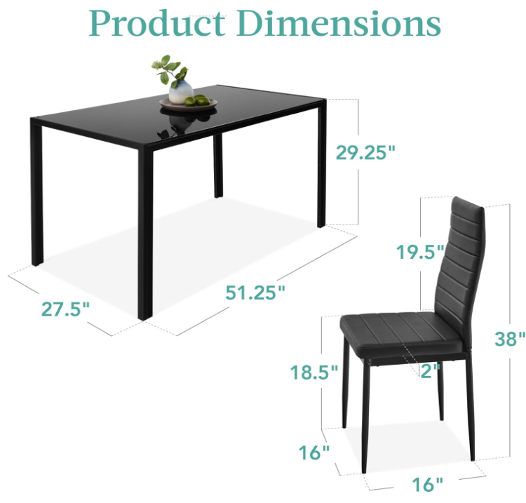 7-Piece Glass Dining Set, Modern Kitchen Table Furniture for Dining Room