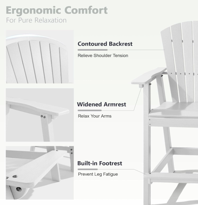 Tall Adirondack Chair Set of 2, White