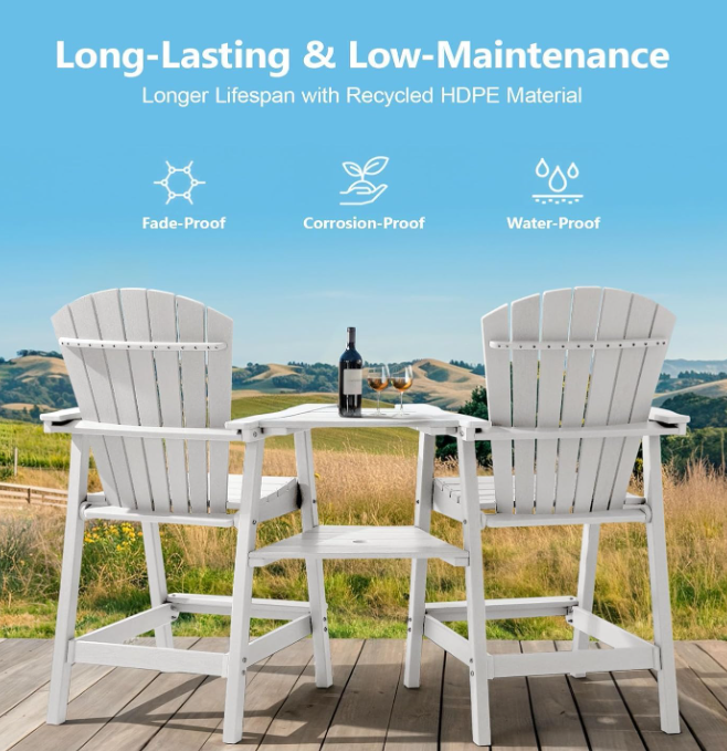Tall Adirondack Chair Set of 2, White