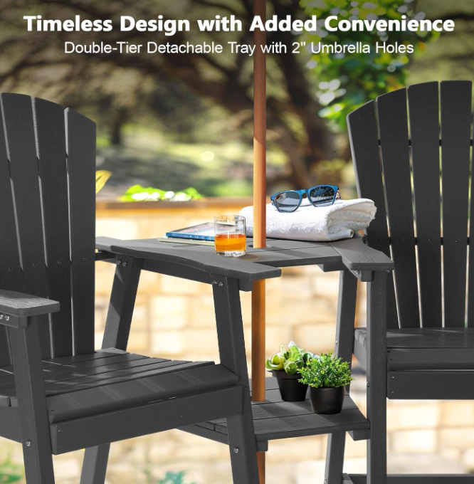 Tall Adirondack Chair Set of 2, Dark Gray