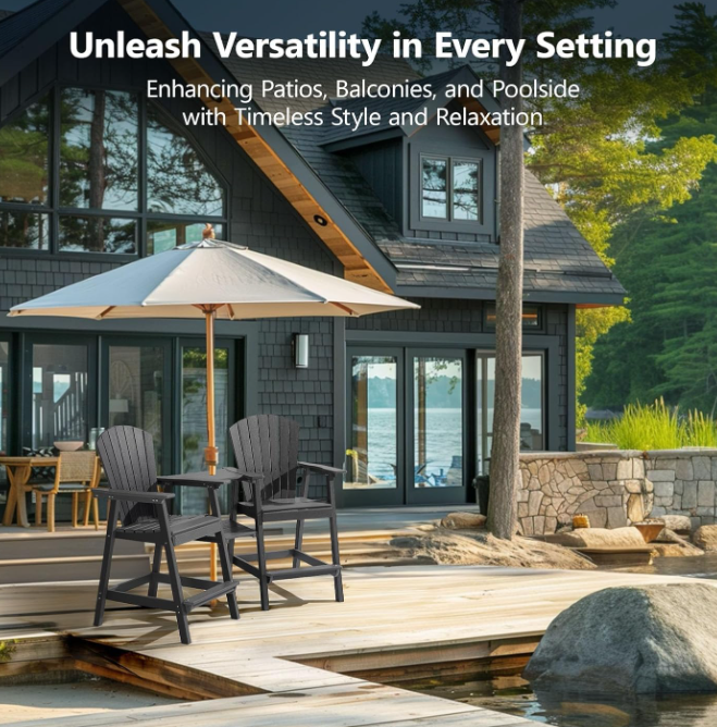 Tall Adirondack Chair Set of 2, Dark Gray