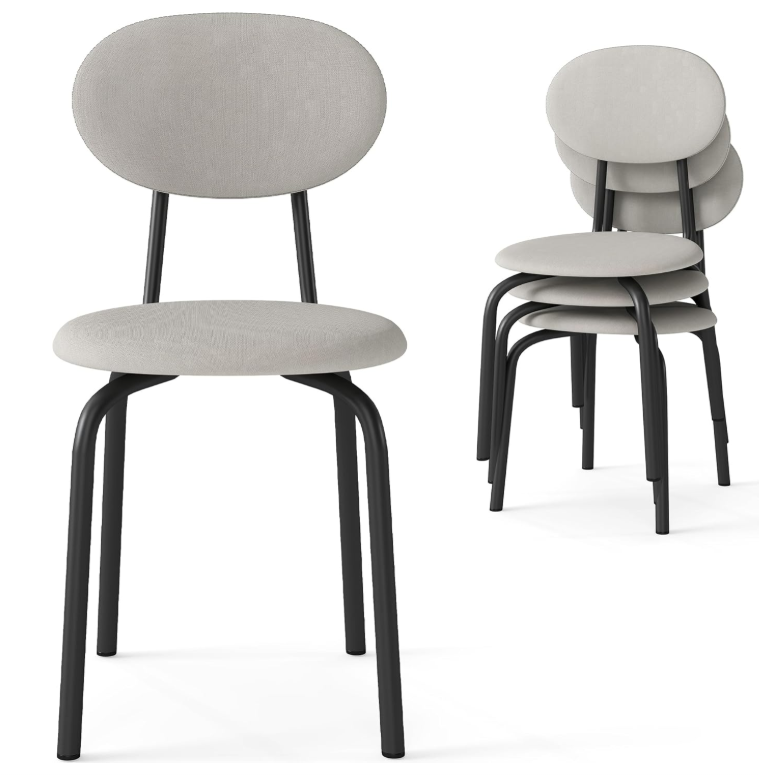 tackable Mid Century Modern Dining Chairs Set of 4, Gray