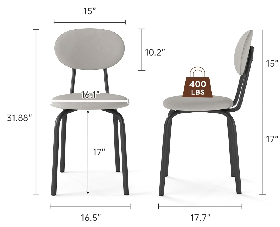 tackable Mid Century Modern Dining Chairs Set of 4, Gray