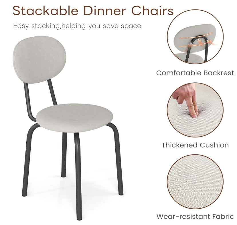 tackable Mid Century Modern Dining Chairs Set of 4, Gray