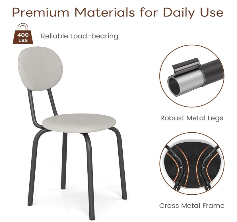 tackable Mid Century Modern Dining Chairs Set of 4, Gray