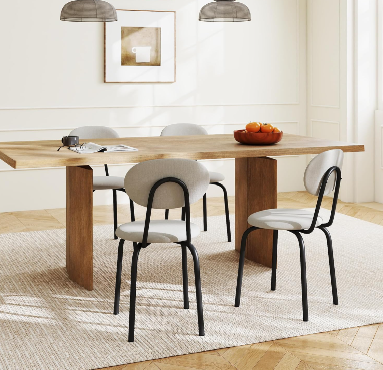 tackable Mid Century Modern Dining Chairs Set of 4, Gray