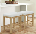 Counter Height White Bar Stools Set of 2 for Kitchen, White