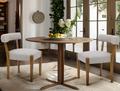 Modern Dining Chairs Set of 2, Walnut Upholstered, Beige