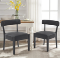 Modern Black Dining Chairs Set of 2, Faux Leather Upholstered, Black