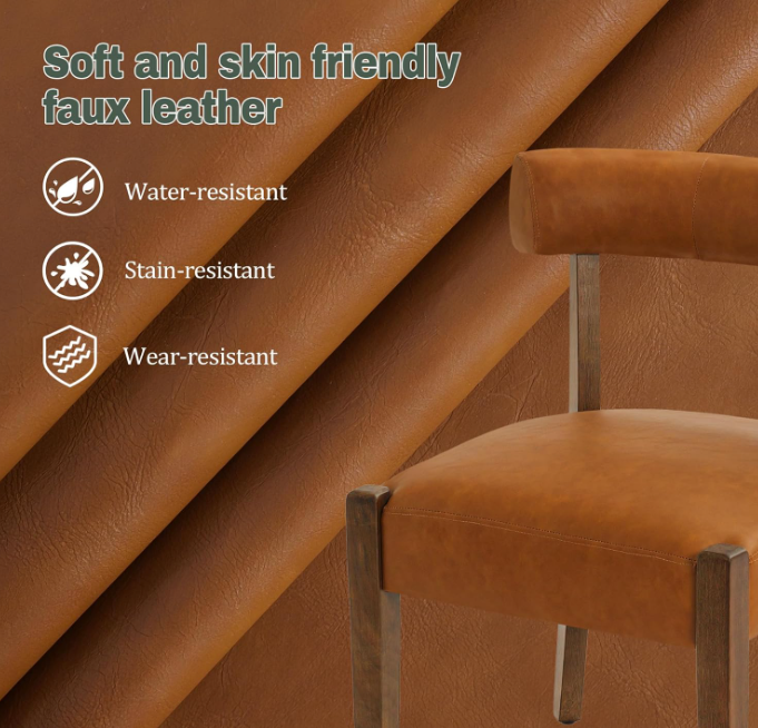 Modern Dining Chairs Set of 2, Faux Leather Upholstered, Brown