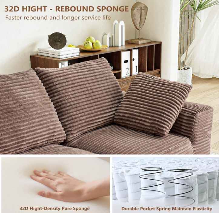 04.3“ Modular Sectional Cloud Couch, Brown