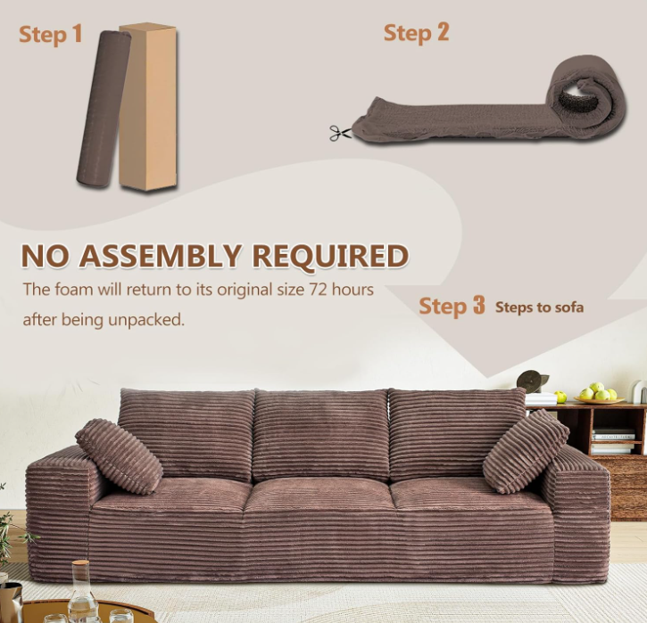 04.3“ Modular Sectional Cloud Couch, Brown
