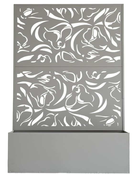 Living 6 ft. X 4 ft. Black Freestanding Metal Privacy Screen Room Divider with Flower Box