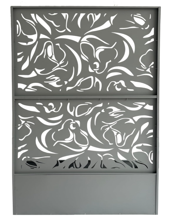 Living 6 ft. X 4 ft. Black Freestanding Metal Privacy Screen Room Divider with Flower Box