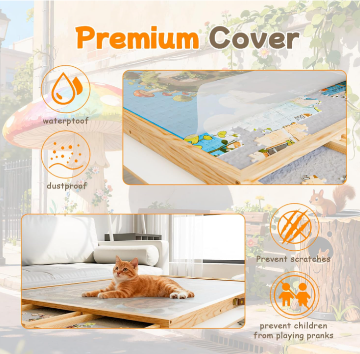 1500-Piece Rotating Puzzle Board with Drawers and Cover