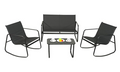 4 Piece Patio Furniture Set, Olefin Loveseat Outdoor Furniture with 2 Rocking Chairs