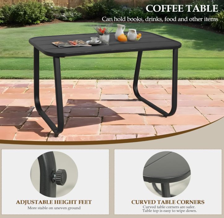 4 Piece Patio Furniture Set, Olefin Loveseat Outdoor Furniture with 2 Rocking Chairs