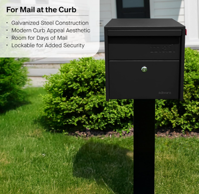 Lockable Post Mount Mailbox | Small (Black)