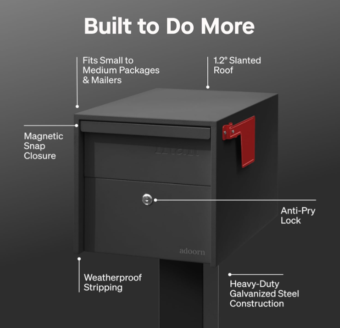 Lockable Post Mount Mailbox | Small (Black)