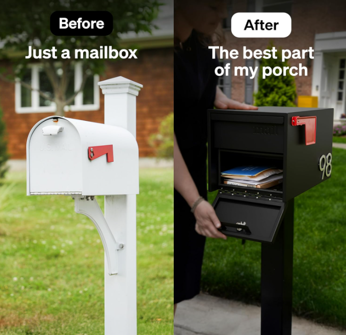 Lockable Post Mount Mailbox | Small (Black)