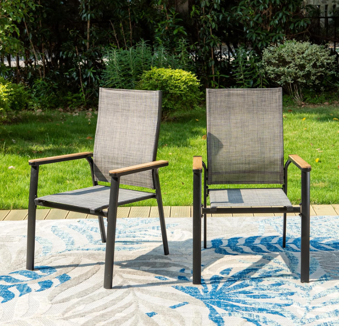 Outdoor Stackable Chairs, Patio Chairs Set of 2