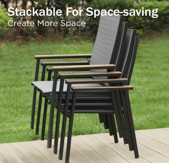 Outdoor Stackable Chairs, Patio Chairs Set of 2