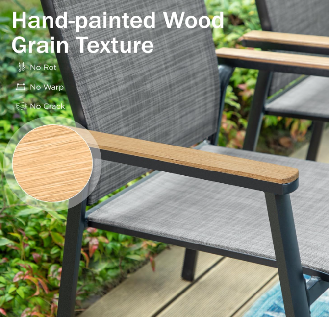 Outdoor Stackable Chairs, Patio Chairs Set of 2
