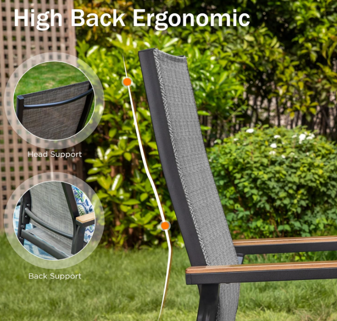 Outdoor Stackable Chairs, Patio Chairs Set of 2