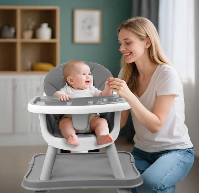5 in 1 Baby High Chair, Toddler Chair with Removable Tray, Gray