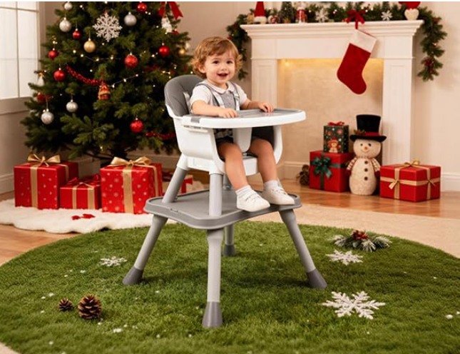 5 in 1 Baby High Chair, Toddler Chair with Removable Tray, Gray