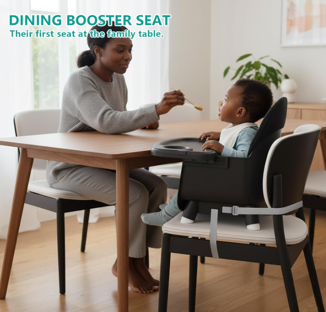 5 in 1 Baby High Chair, Toddler Chair with Removable Tray, Black