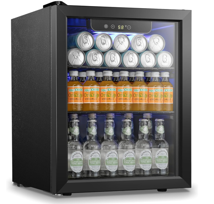 Beverage Refrigerator Cooler 68 Can, Mini Fridge with Glass Door