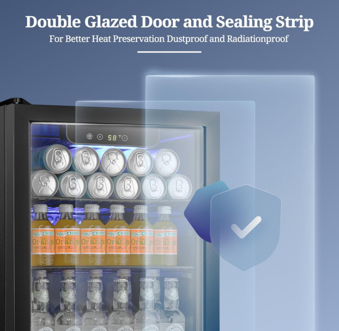 Beverage Refrigerator Cooler 68 Can, Mini Fridge with Glass Door