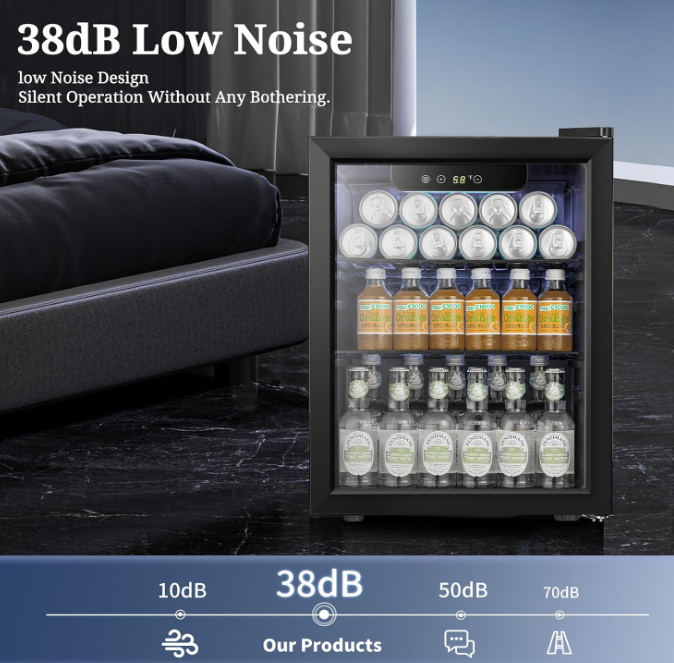 Beverage Refrigerator Cooler 68 Can, Mini Fridge with Glass Door