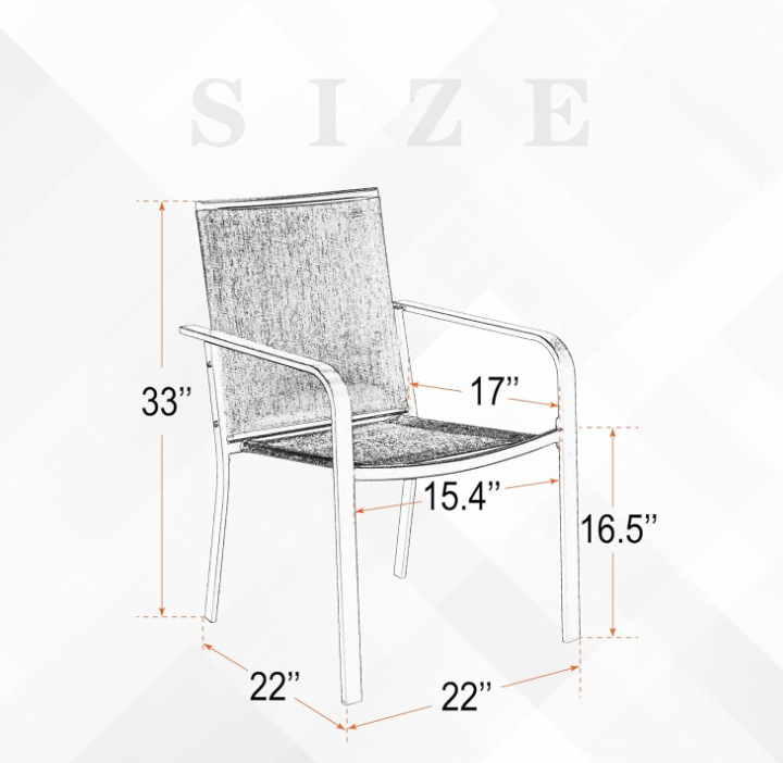 Patio Dining Chairs Set of 2 with Textilene mesh Fabric, Beige